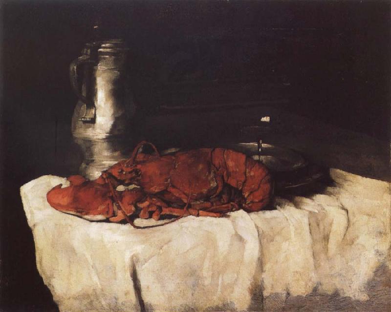 Karl Schuch Lobster with Pewter Jug and Wineglass Sweden oil painting art